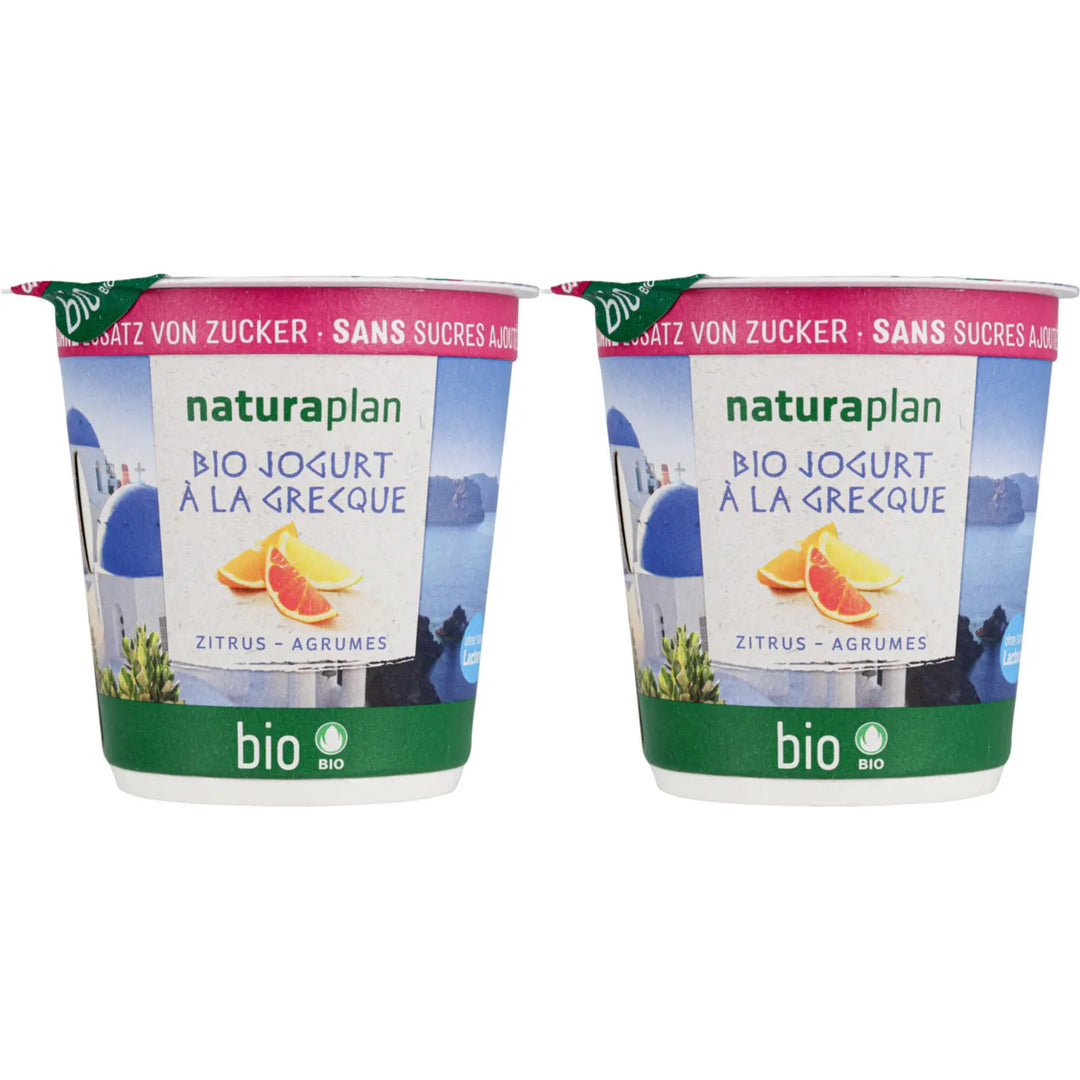 Naturaplan bio yogourt à la grecque agrumes sans sucres ajoutés 2x150 g