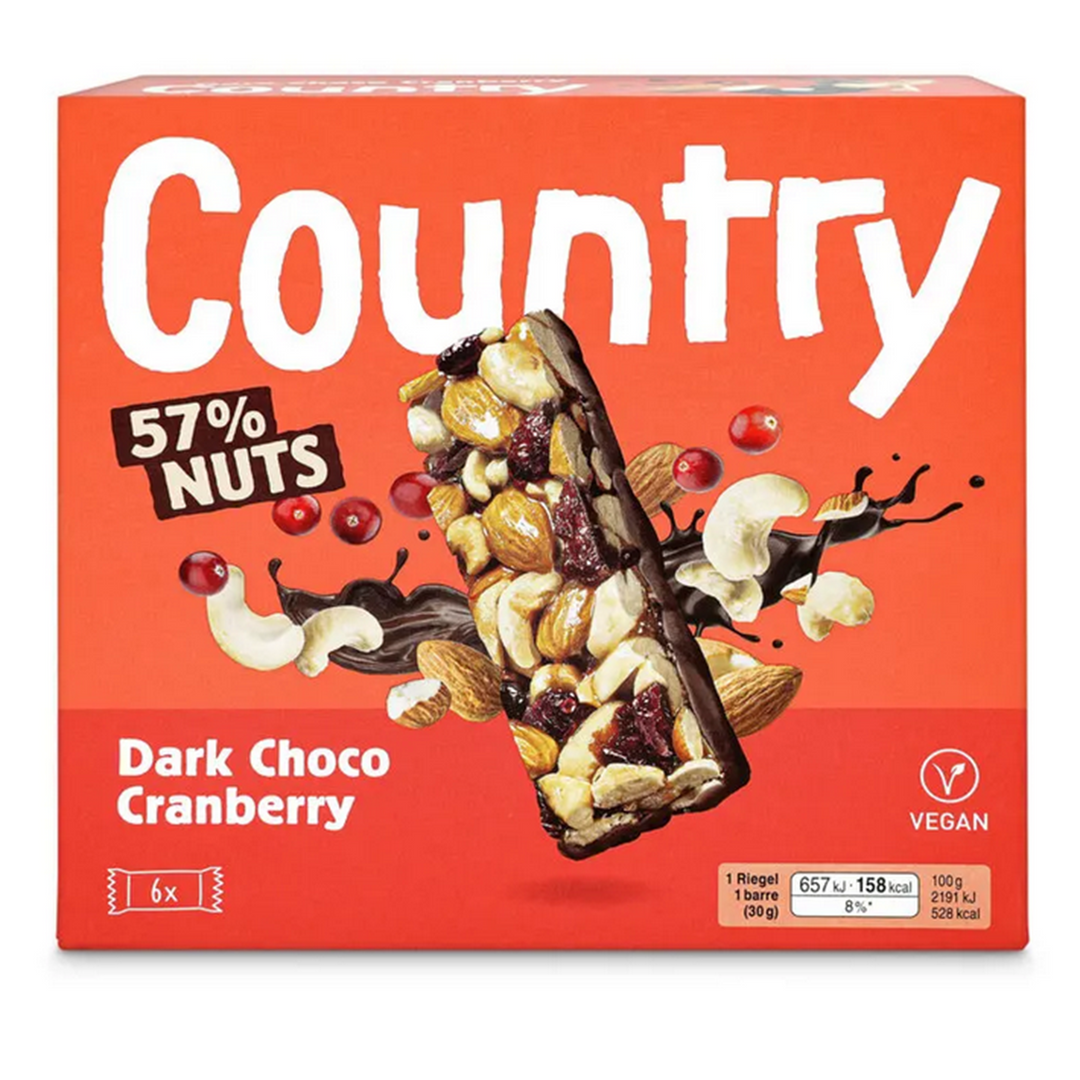 Country Riegel Nuts Dark Choco Cranberry 6x 30 g