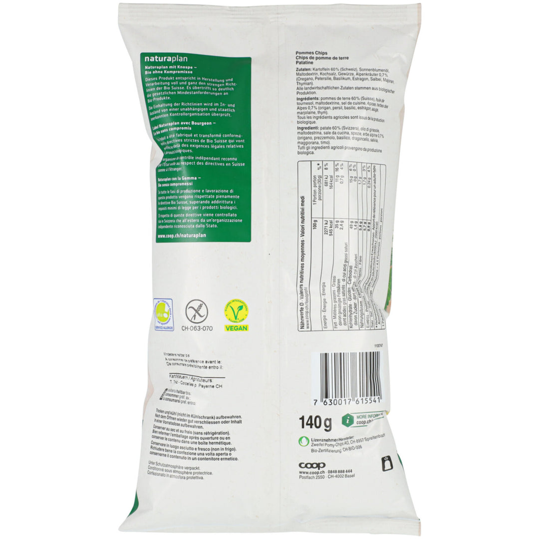 Naturaplan bio chips aux herbes des alpes 140 g