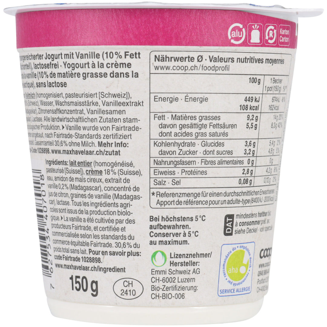 Naturaplan bio yogourt à la grecque vanille sans sucre 150 g