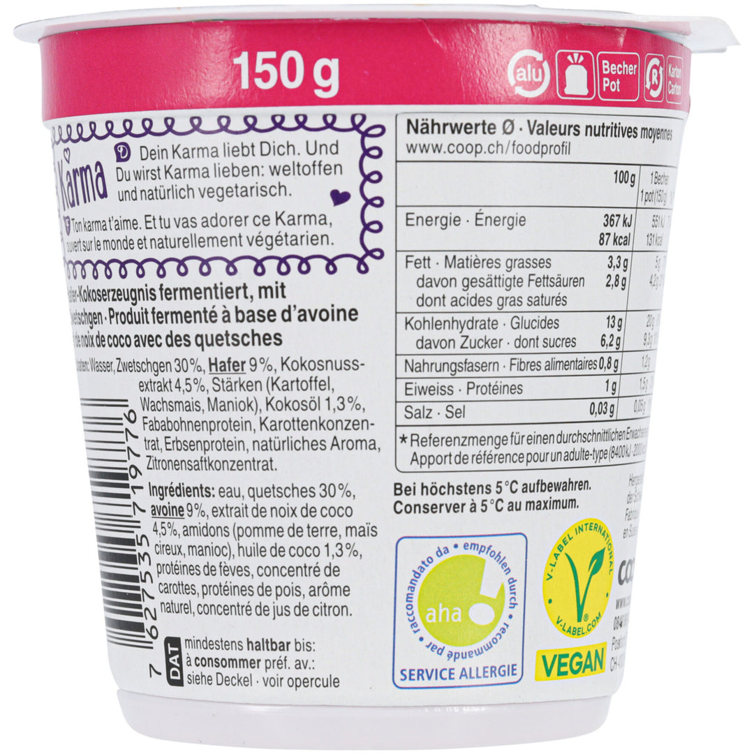 Karma Oat & Coconut Base Plum without Sugar 150 g